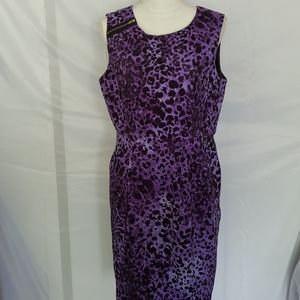 Emma & Michelle Purple Animal Print Faux Wrap Sleeveless Dress Size 14